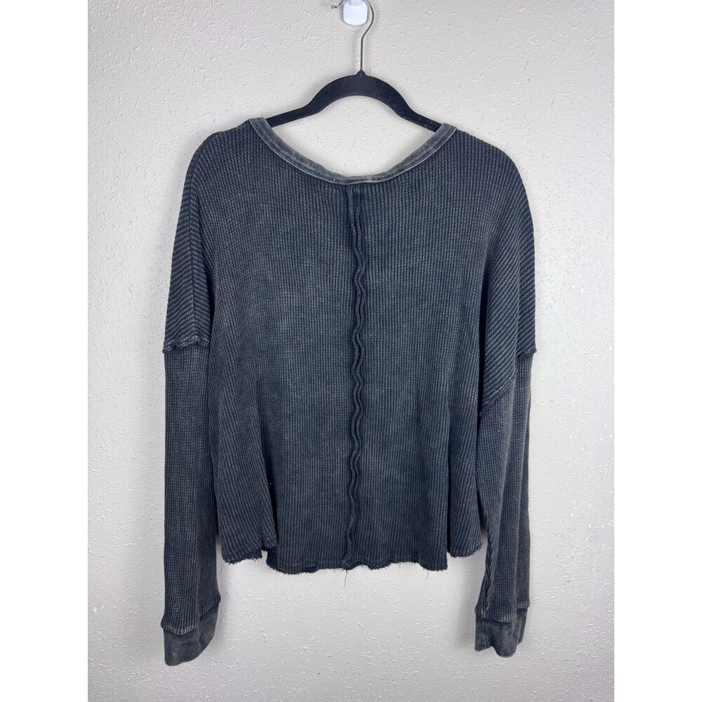 Double Zero Charcoal Waffle top Womens Oversized size Medium - Picture 6 of 7